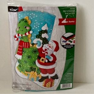 Bucilla Dino Santa Christmas Stocking Kit NEW